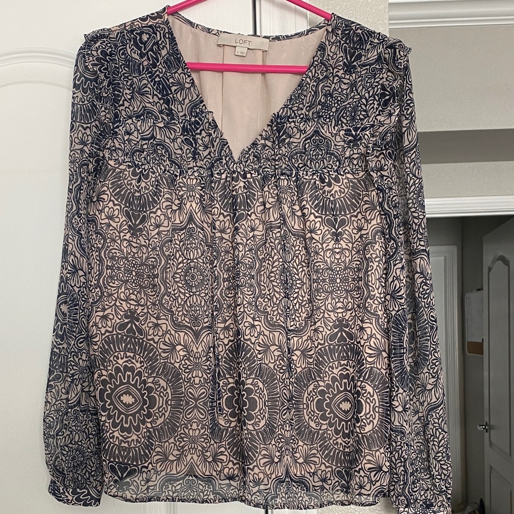 Loft Ruffle Tie-neck Blouse